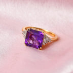 D'Joy - AAA African Amethyst & Natural White Zircon Ring in Yellow Gold Plated Sterling Silver 3.50 Ct._8481063_2