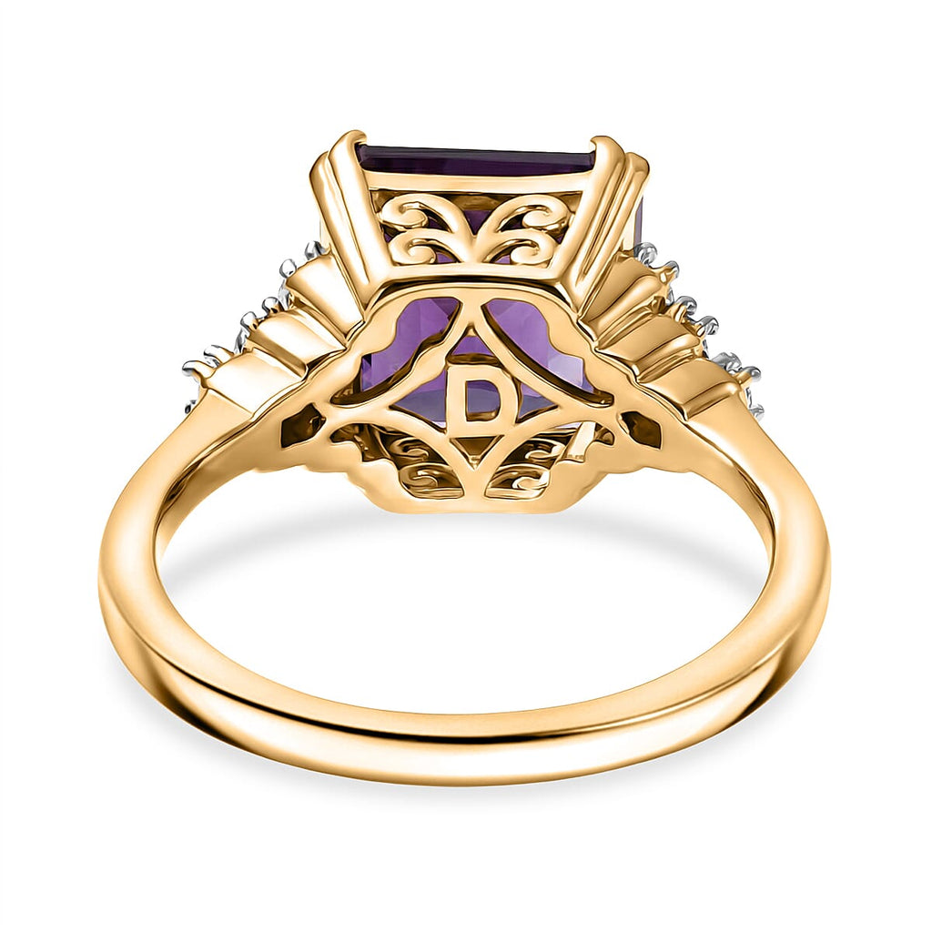 D'Joy - AAA African Amethyst & Natural White Zircon Ring in Yellow Gold Plated Sterling Silver 3.50 Ct._8481063_4