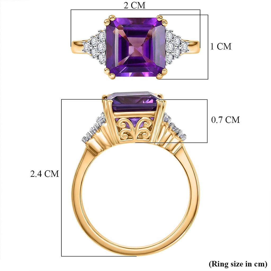 D'Joy - AAA African Amethyst & Natural White Zircon Ring in Yellow Gold Plated Sterling Silver 3.50 Ct._8481063_5