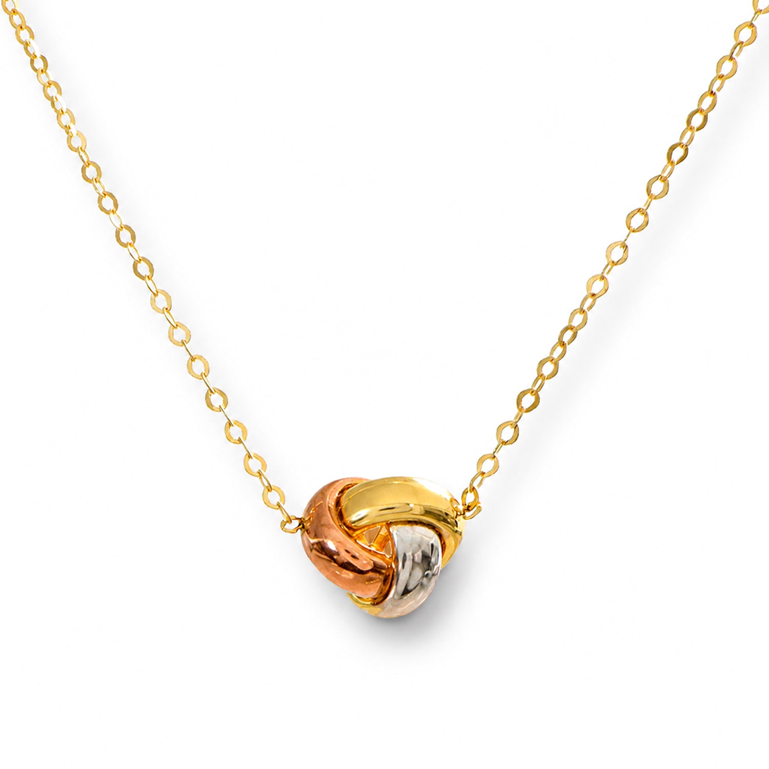 Maestro Collection - 9K Yellow, Rose and White Gold Knot Necklace (Size - 18) with Spring Ring Clasp 8481088 0