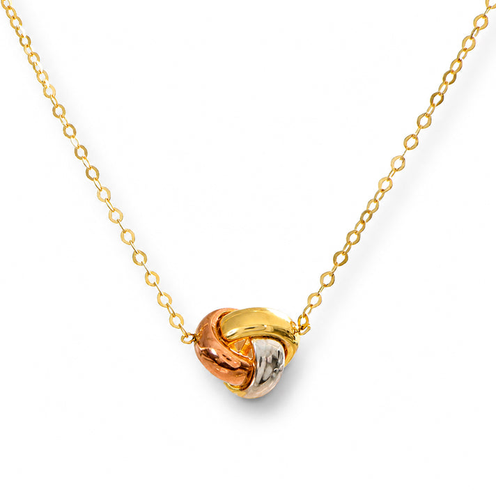 Maestro Collection - 9K Yellow, Rose and White Gold Knot Necklace (Size - 18) with Spring Ring Clasp 8481088 1