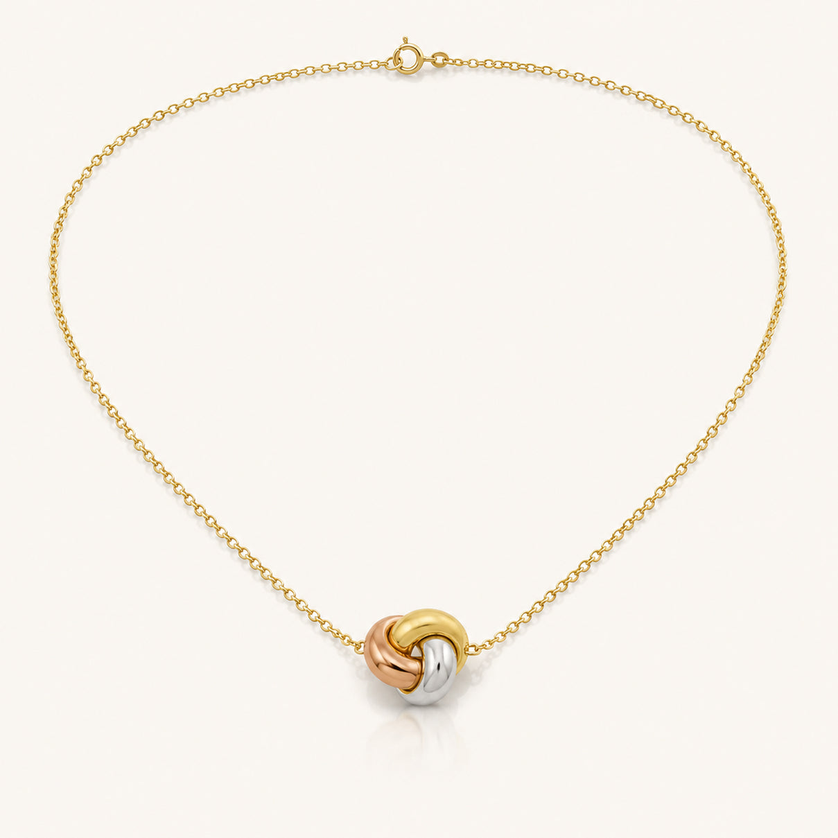 Maestro Collection - 9K Yellow, Rose and White Gold Knot Necklace (Size - 18) with Spring Ring Clasp 8481088 3