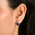 D'Joy - AAA African Amethyst, Emerald & White Zircon Earring with Push Back in Platinum Overlay Sterling Silver 2.48 Ct._8481307_1