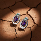 D'Joy - AAA African Amethyst, Emerald & White Zircon Earring with Push Back in Platinum Overlay Sterling Silver 2.48 Ct._8481307_2