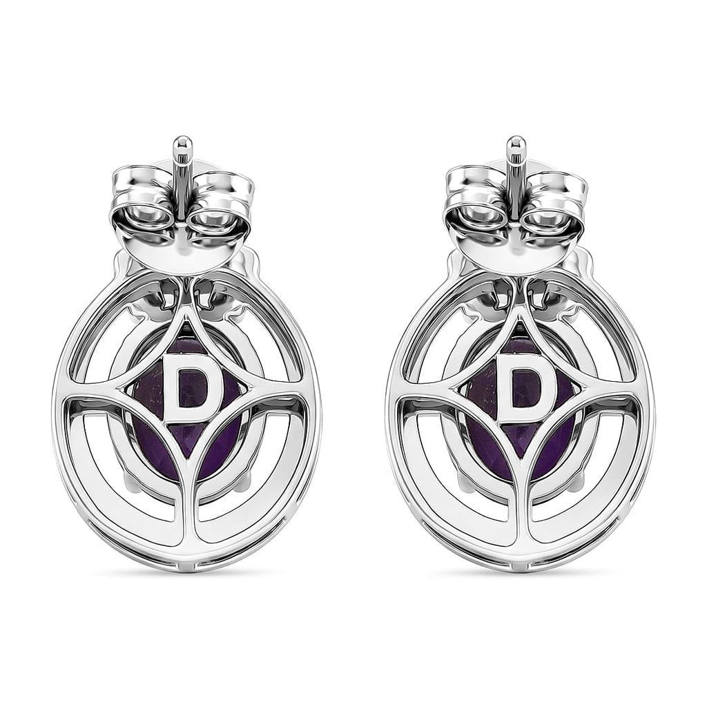 D'Joy - AAA African Amethyst, Emerald & White Zircon Earring with Push Back in Platinum Overlay Sterling Silver 2.48 Ct._8481307_4