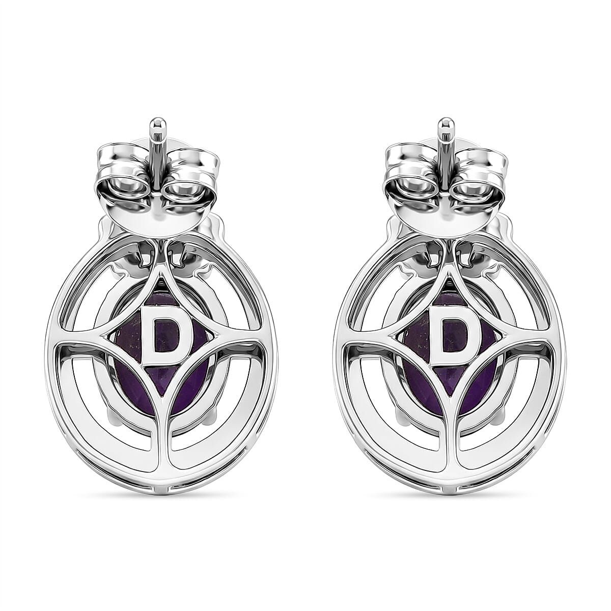D'Joy - AAA African Amethyst, Emerald &amp; White Zircon Earring with Push Back in Platinum Overlay Sterling Silver 2.48 Ct. V32518448 5