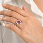 Luxuriant - African Ruby (3.76ct) & SI-GH Lab Grown Diamond (0.39ct) Ring in 18K Vermeil Yellow Gold Plated Sterling Silver 4.15 Ct._8481429_1