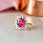 Luxuriant - African Ruby (3.76ct) & SI-GH Lab Grown Diamond (0.39ct) Ring in 18K Vermeil Yellow Gold Plated Sterling Silver 4.15 Ct._8481429_2