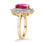 Luxuriant - African Ruby (3.76ct) & SI-GH Lab Grown Diamond (0.39ct) Ring in 18K Vermeil Yellow Gold Plated Sterling Silver 4.15 Ct._8481429_3