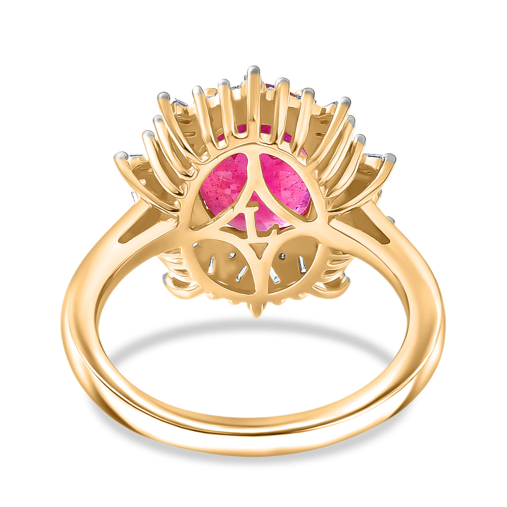 Luxuriant - African Ruby (3.76ct) & SI-GH Lab Grown Diamond (0.39ct) Ring in 18K Vermeil Yellow Gold Plated Sterling Silver 4.15 Ct._8481429_4