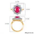 Luxuriant - African Ruby (3.76ct) & SI-GH Lab Grown Diamond (0.39ct) Ring in 18K Vermeil Yellow Gold Plated Sterling Silver 4.15 Ct._8481430_5