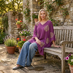 La Marey Sequins Embroidery Poncho Top (One Size) - Purple_8481518_1