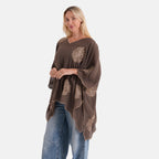 La Marey Sequins Embroidery Poncho Top (One Size) - Brown_8481524_2