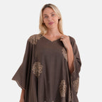 La Marey Sequins Embroidery Poncho Top (One Size) - Brown_8481524_4