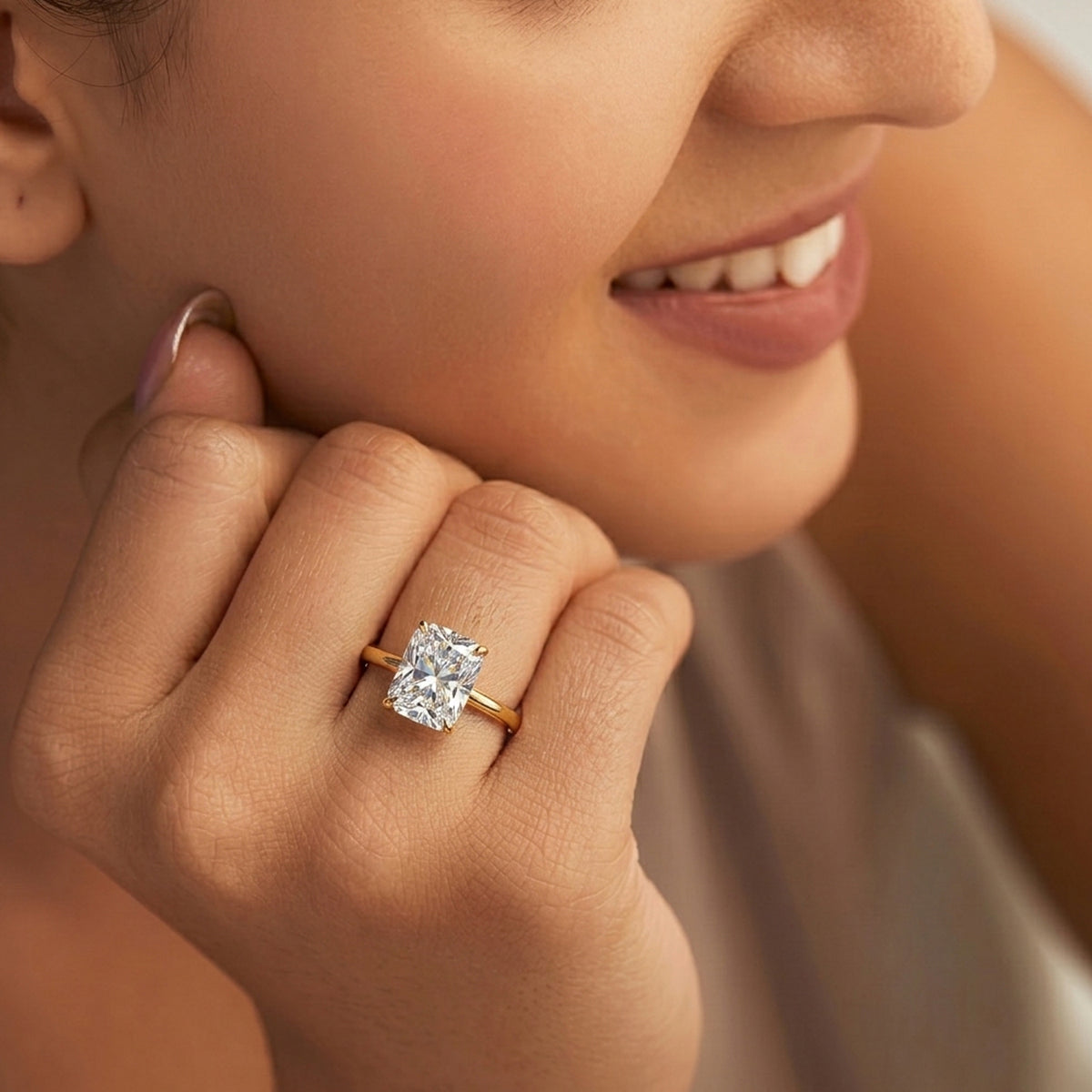 Luxuriant 18K Yellow Gold IGI Certified VS/EF Lab Grown OLD MINE CUT Diamond Solitaire Ring 3.00 Ct 8481529 4