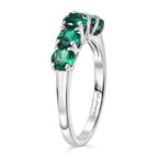 Close Out Deal - AAA Lab Grown Emerald & SI/GH Lab Grown Diamond 5 Stone Ring in Rhodium Overlay Sterling Silver 1.30 Ct._8481550_3