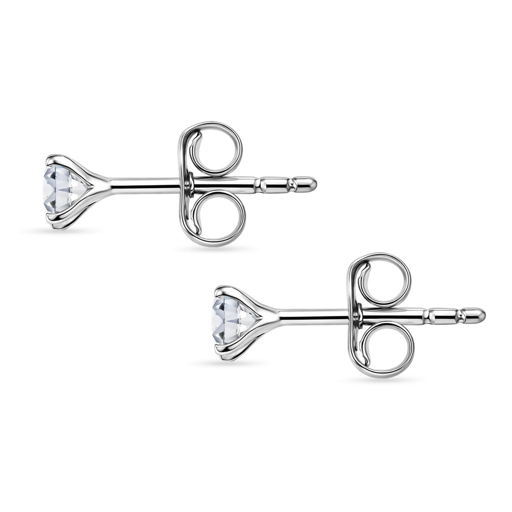Moissanite Solitaire Push Back Earring in Platinum Overlay Sterling Silver_8481566_3