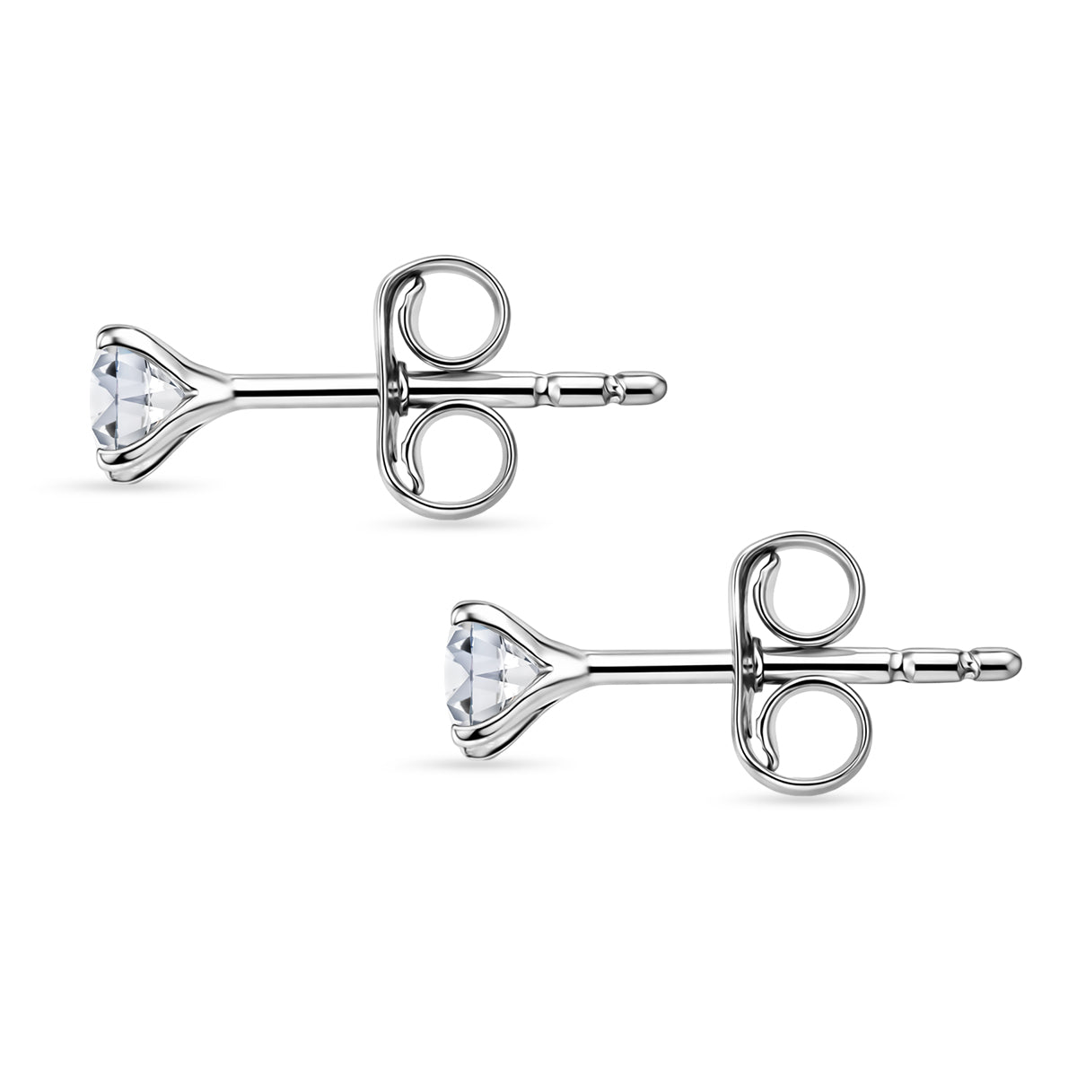 Moissanite Solitaire Stud Push Back Earring in Platinum Overlay Sterling Silver V32704631 4
