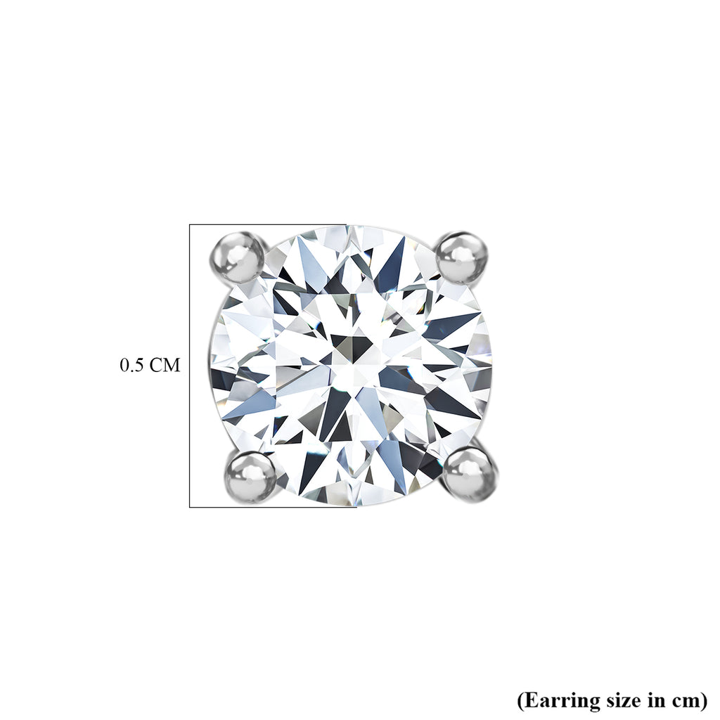 Moissanite Solitaire Push Back Earring in Platinum Overlay Sterling Silver_8481566_4