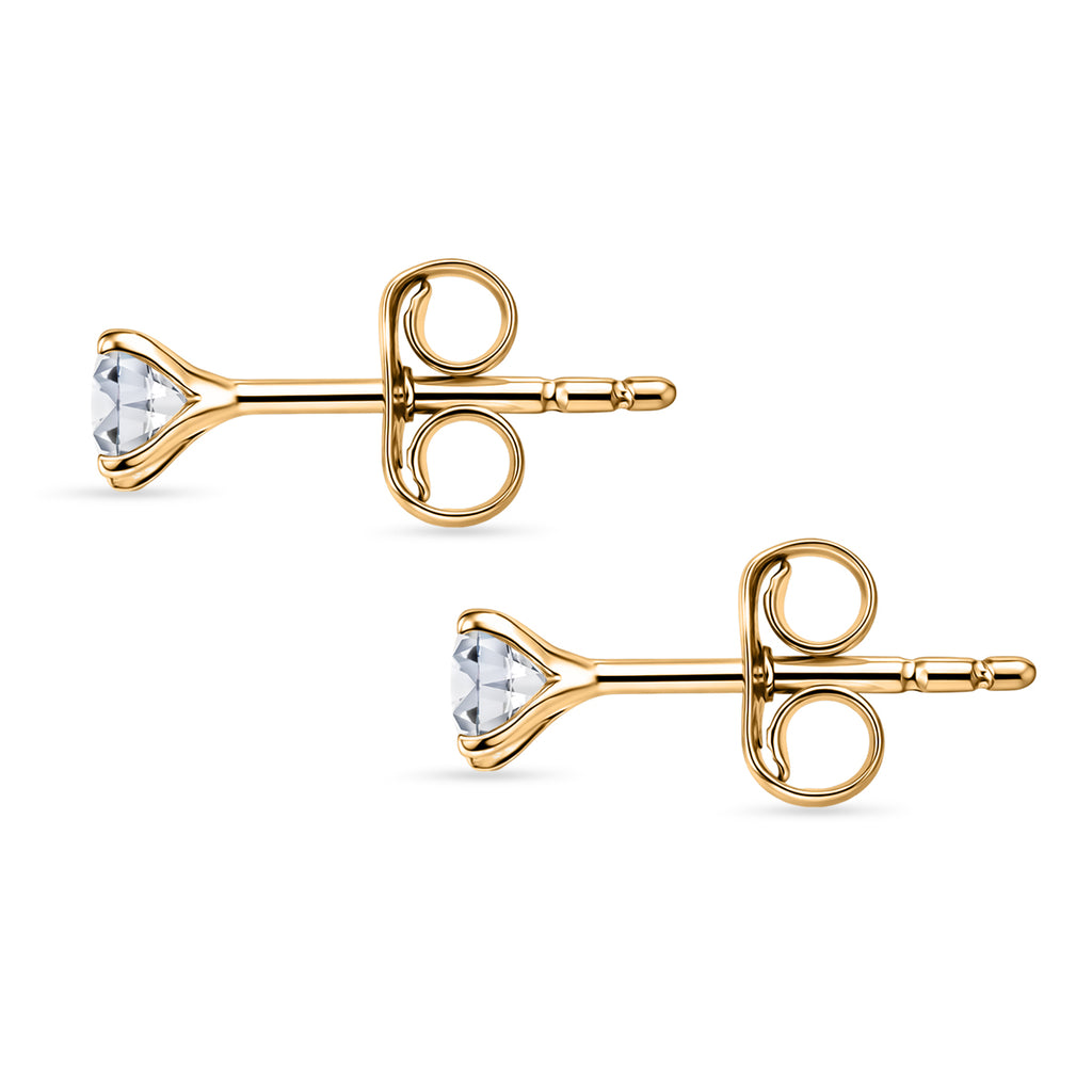 Moissanite Solitaire Push Back Earring in Yellow Gold Plated Sterling Silver_8481567_3