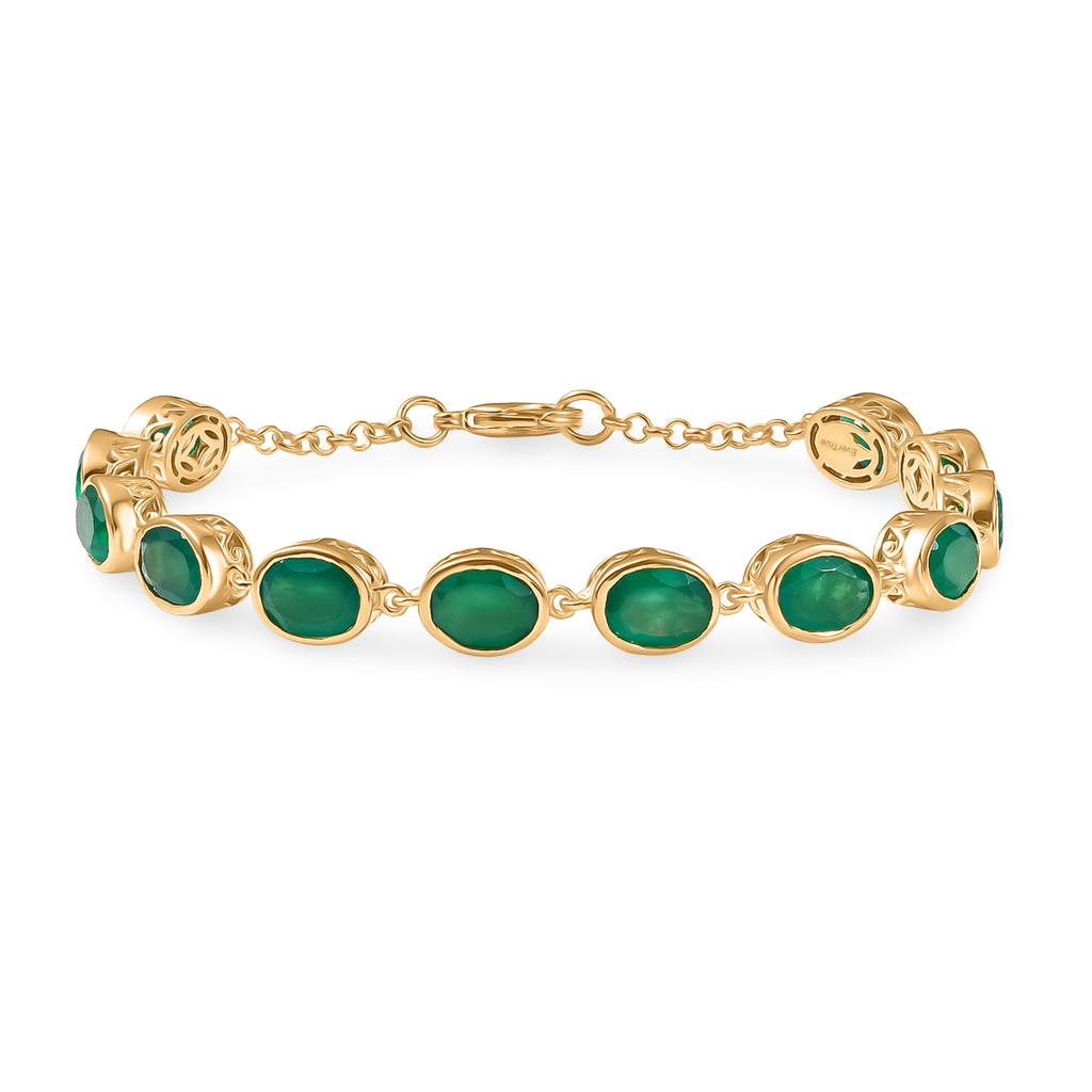 Verde Onyx Linking Bracelet (Size - 7.5) with Lobster Clasp 13.94 Ct._8481579