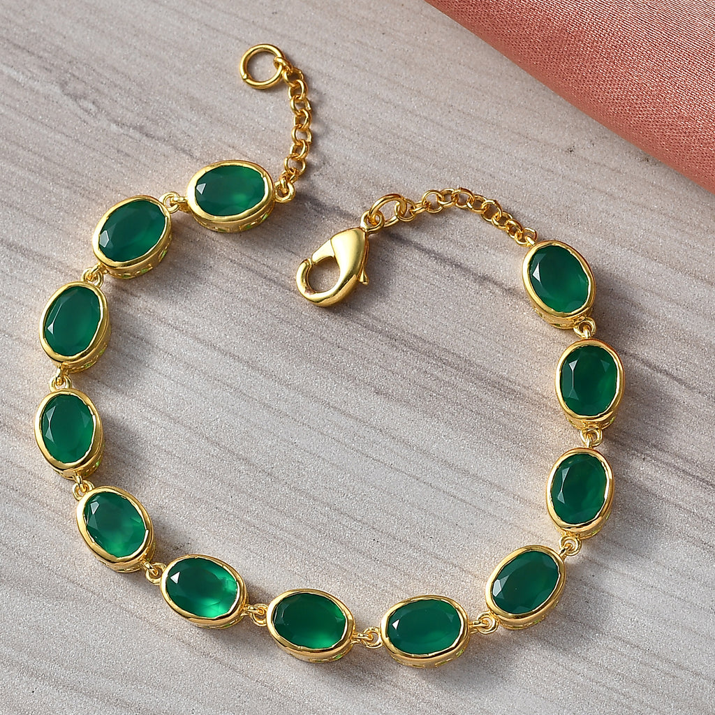 Verde Onyx Linking Bracelet (Size - 7.5) with Lobster Clasp 13.94 Ct._8481579_2