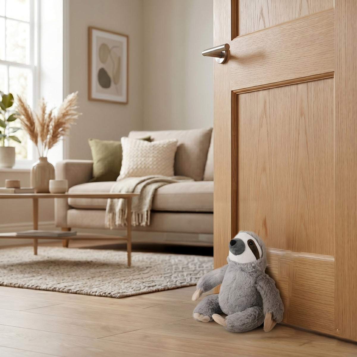 LIVMORE Decorative Plush Sloth Door Stopper (20x16x20 cm) - Grey V32519506 1