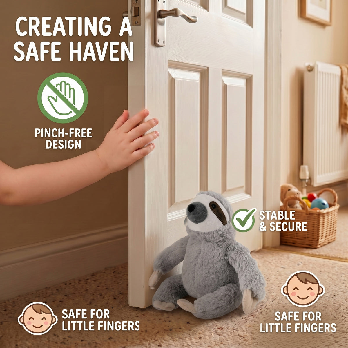 LIVMORE Decorative Plush Sloth Door Stopper (20x16x20 cm) - Grey V32519506 2