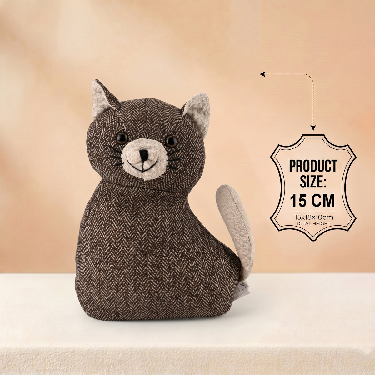 LIVMORE Decorative Plush Cat Door Stopper (15x10x 18 cm) - Grey V32519517 3