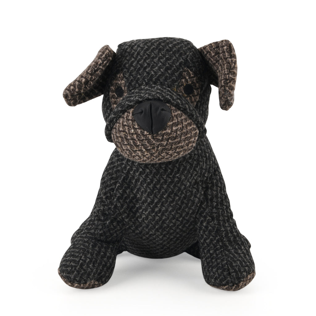 LIVMORE Decorative Plush Dog Door Stopper (22x18x19 cm) - Black_8481610