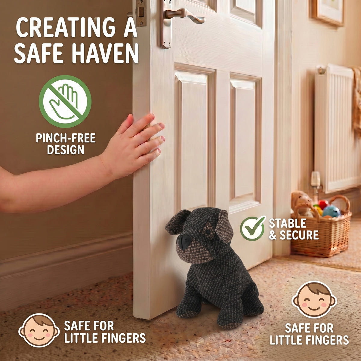 LIVMORE Decorative Plush Dog Door Stopper (22x18x19 cm) - Black V32519514 2