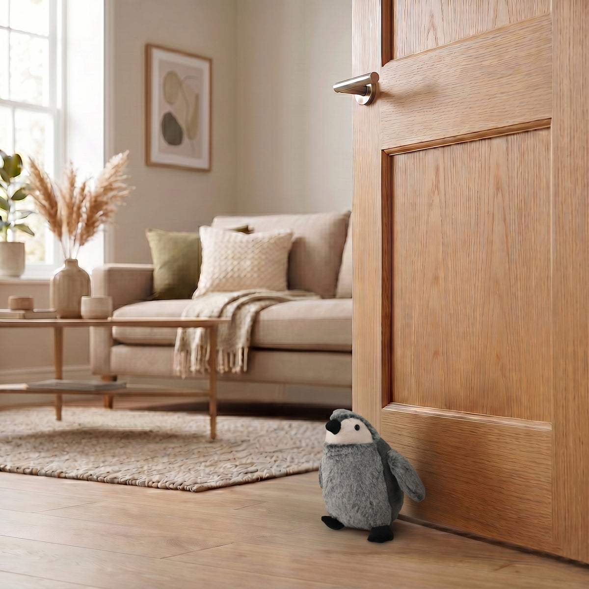 LIVMORE Decorative Plush Cat Door Stopper - Anti-Slam &amp; Lockout Protection &amp; Pinch-Free Safety (16x20x15 cm) - Grey V32519257 1