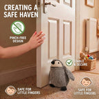 LIVMORE Decorative Plush Cat Door Stopper - Anti-Slam & Lockout Protection & Pinch-Free Safety (16x20x15 cm) - Grey_8481611_2