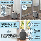 LIVMORE Decorative Plush Cat Door Stopper - Anti-Slam & Lockout Protection & Pinch-Free Safety (16x20x15 cm) - Grey_8481611_4
