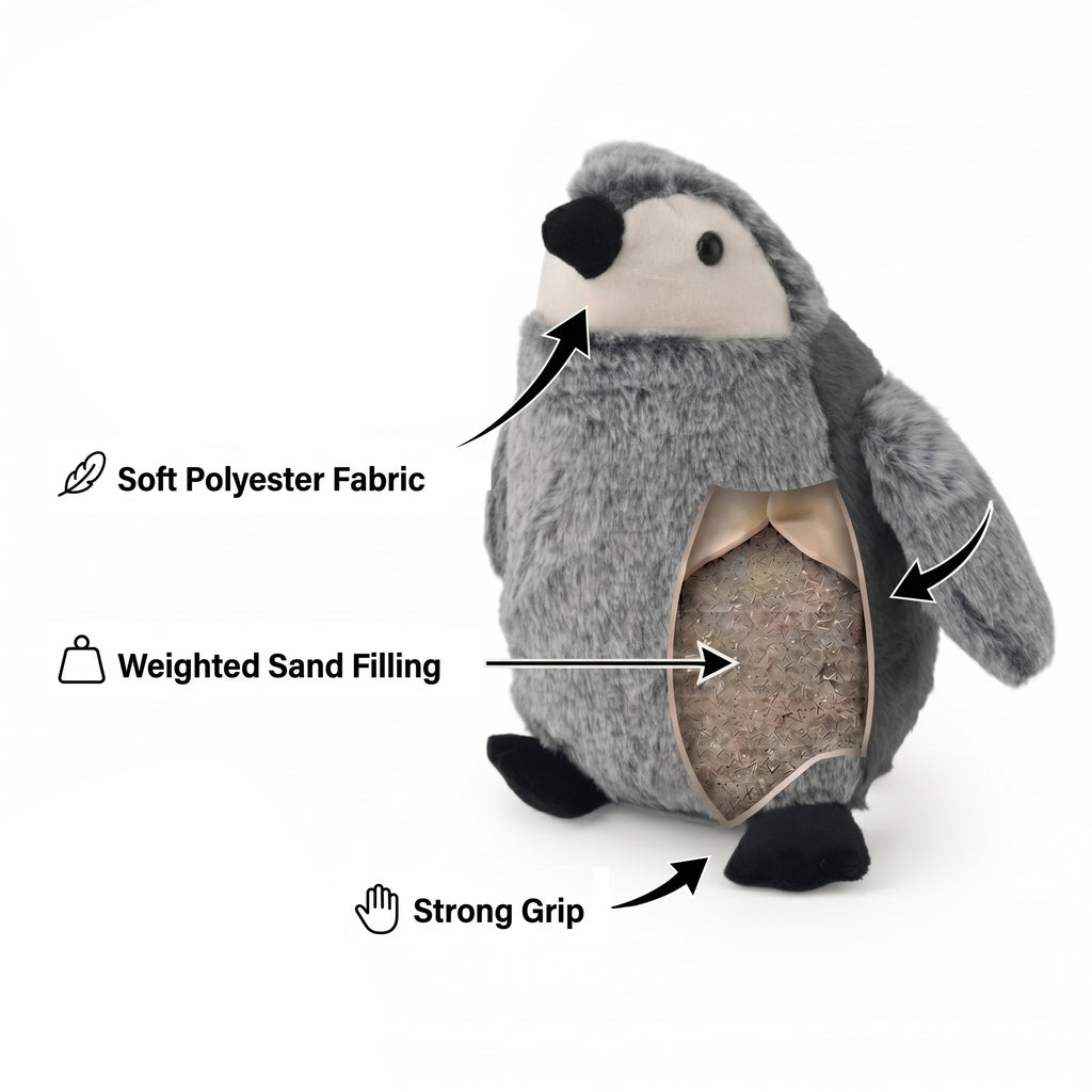 LIVMORE Decorative Plush Cat Door Stopper - Anti-Slam & Lockout Protection & Pinch-Free Safety (16x20x15 cm) - Grey_8481611_6