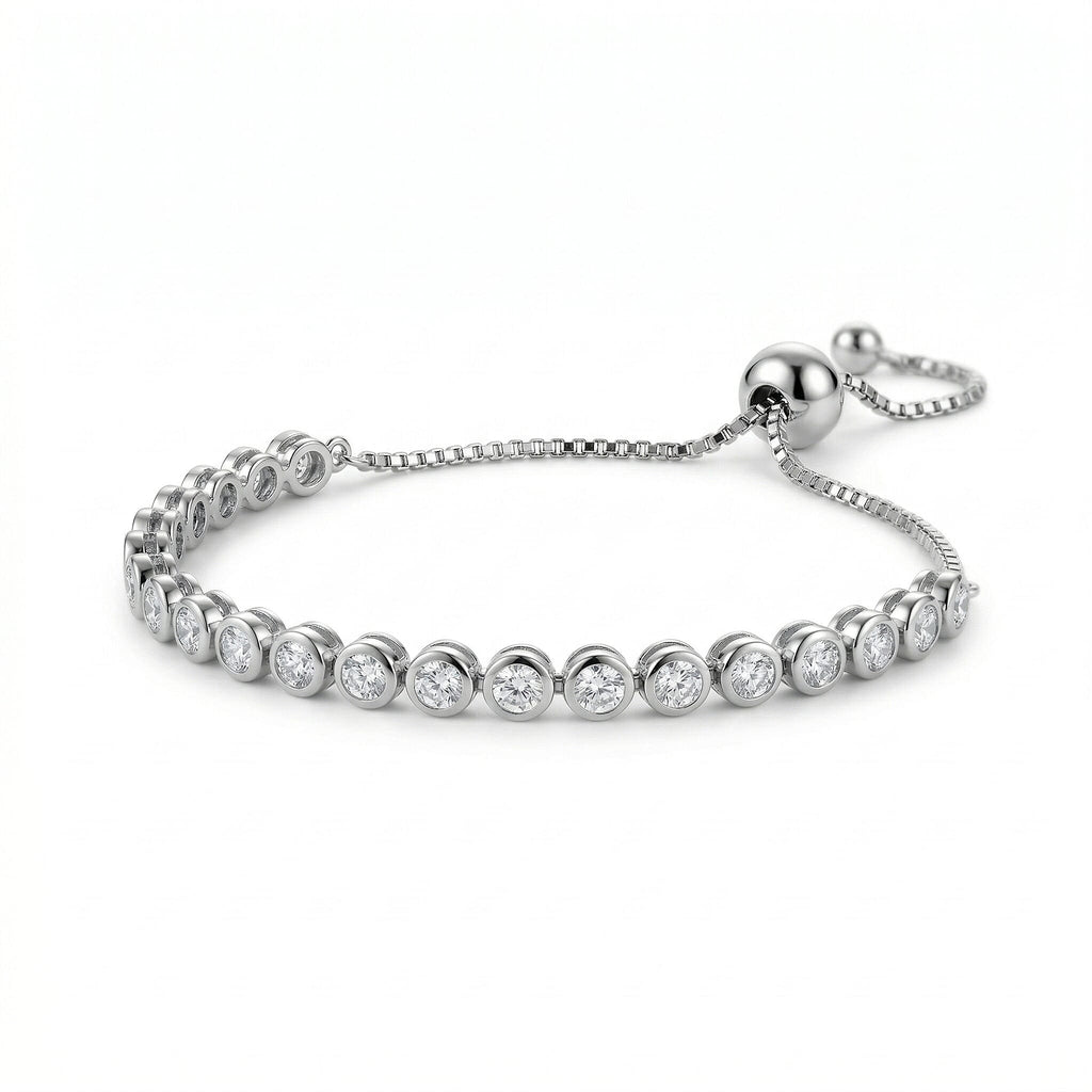 Natural White Diamond Tennis Adjustable Bracelet (Upto Size - 10.5)_8481716