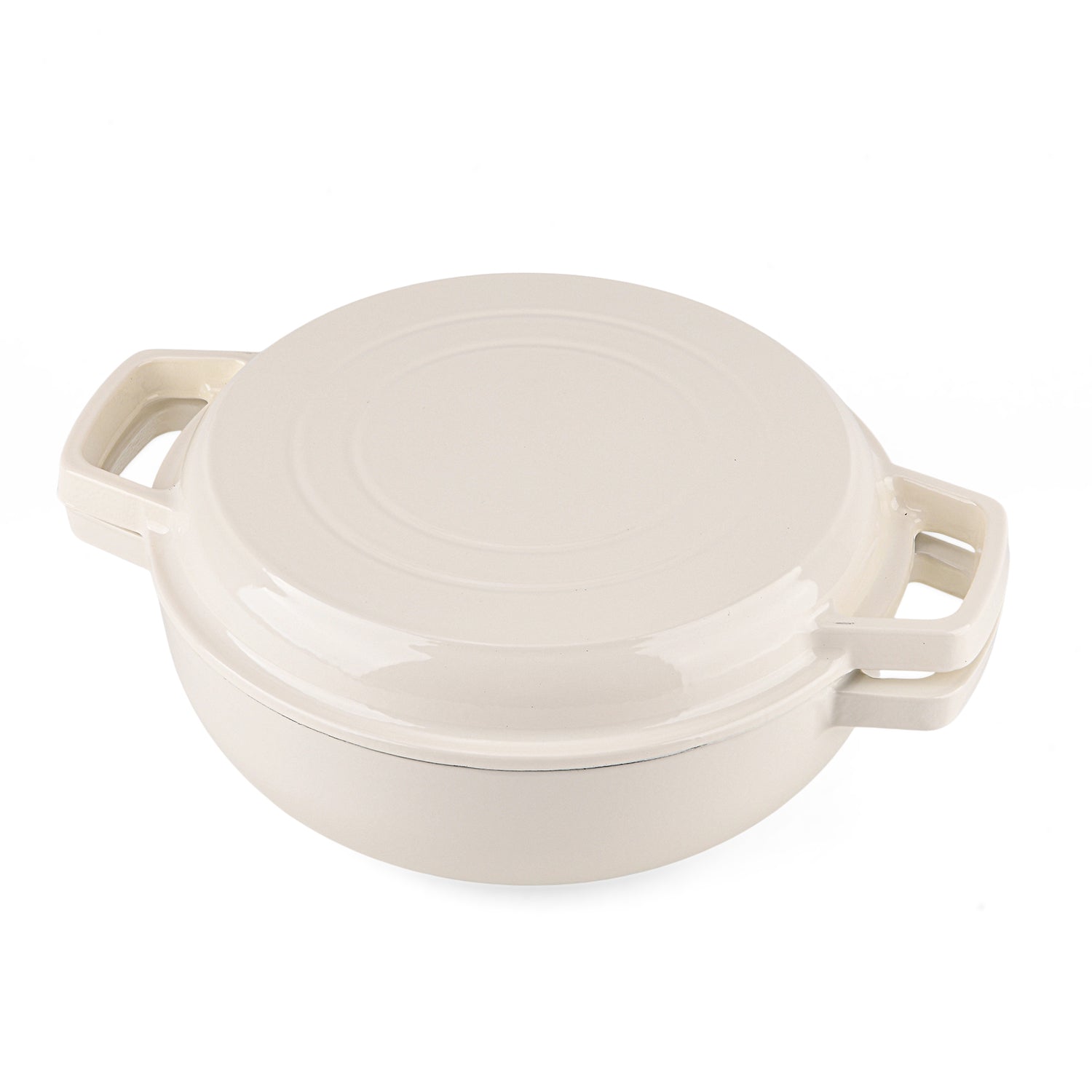LIVMORE 2-in-1 Enameled Cast Iron Grill Pan with Reversible Grill Lid - LIFETIME WARRANTY White V32515112 0