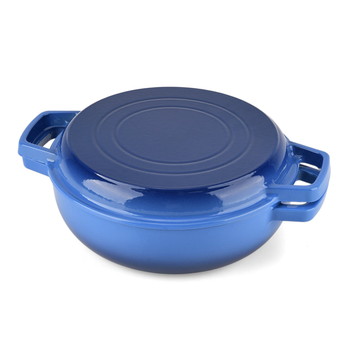 LIVMORE 2-in-1 Enameled Cast Iron Grill Pan with Reversible Grill Lid - LIFETIME WARRANTY - Blue 8481721 0