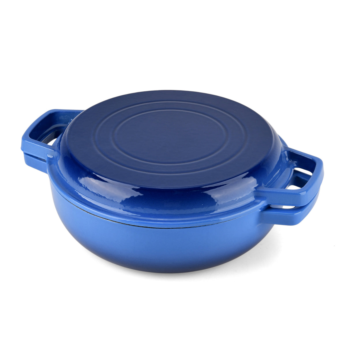 LIVMORE 2-in-1 Enameled Cast Iron Grill Pan with Reversible Grill Lid - LIFETIME WARRANTY - Blue 8481721 2