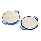 LIVMORE 2-in-1 Enameled Cast Iron Grill Pan with Reversible Grill Lid - LIFETIME WARRANTY - Blue_8481721_2