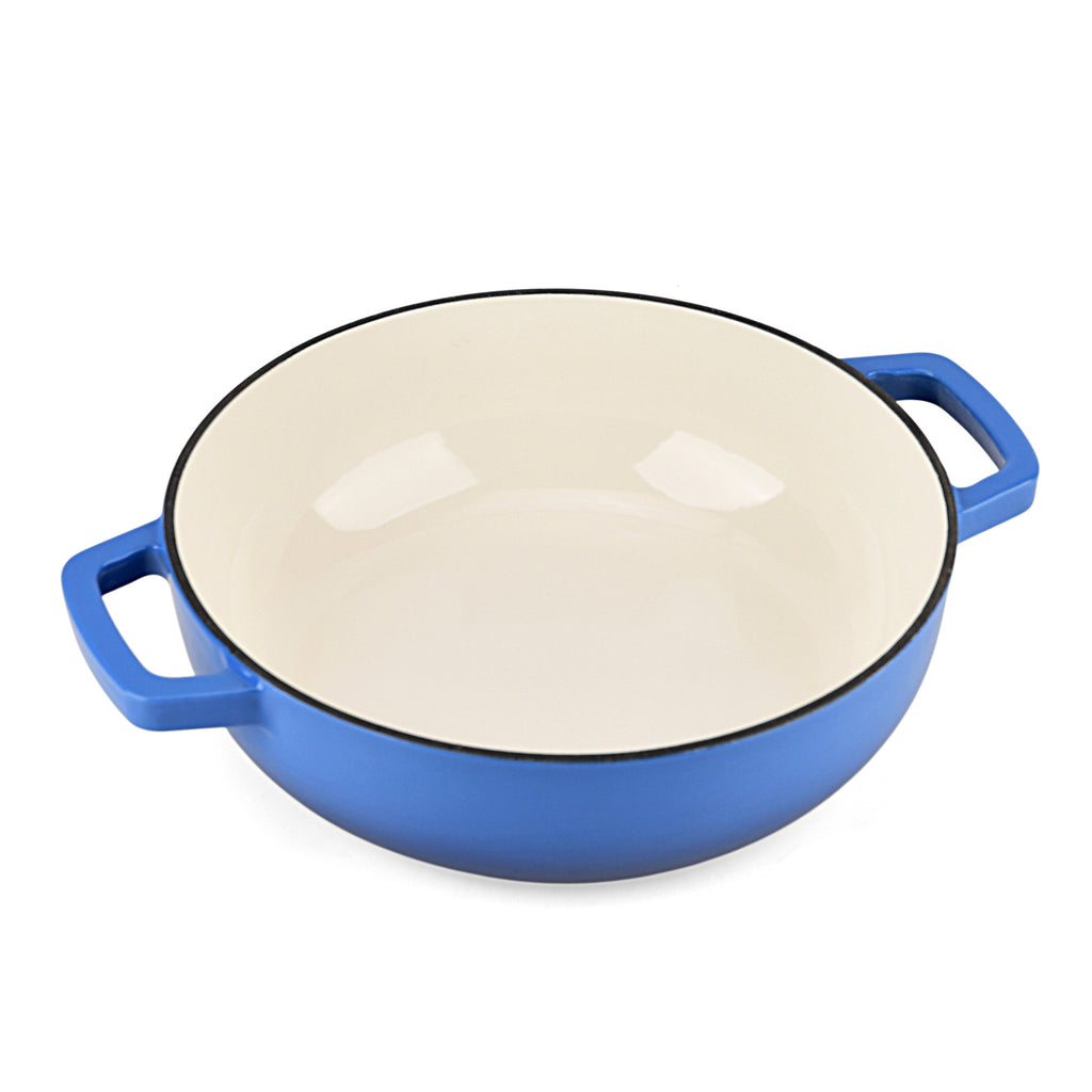 LIVMORE 2-in-1 Enameled Cast Iron Grill Pan with Reversible Grill Lid - LIFETIME WARRANTY - Blue_8481721_3