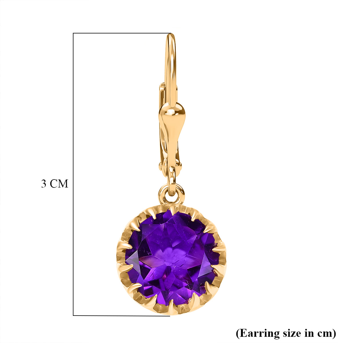 D'Joy AAA African Amethyst Solitaire Lever Back Earring in Yellow Gold Plated Sterling Silver 5.06 Ct. V32514366 6