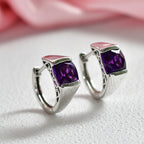 D'Joy - AAA African Amethyst Solitaire Hoop Earring in Platinum Overlay Sterling Silver 3.00 Ct._8482165_1