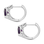 D'Joy - AAA African Amethyst Solitaire Hoop Earring in Platinum Overlay Sterling Silver 3.00 Ct._8482165_3