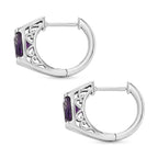 D'Joy - AAA African Amethyst Solitaire Hoop Earring in Platinum Overlay Sterling Silver 3.00 Ct._8482165