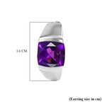 D'Joy - AAA African Amethyst Solitaire Hoop Earring in Platinum Overlay Sterling Silver 3.00 Ct._8482165_4