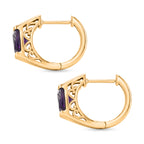 D'Joy - African Amethyst Solitaire Hoop Earring in Yellow Gold Plated Sterling Silver 3.00 Ct._8482166_3