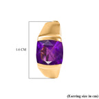 D'Joy - African Amethyst Solitaire Hoop Earring in Yellow Gold Plated Sterling Silver 3.00 Ct._8482166_4