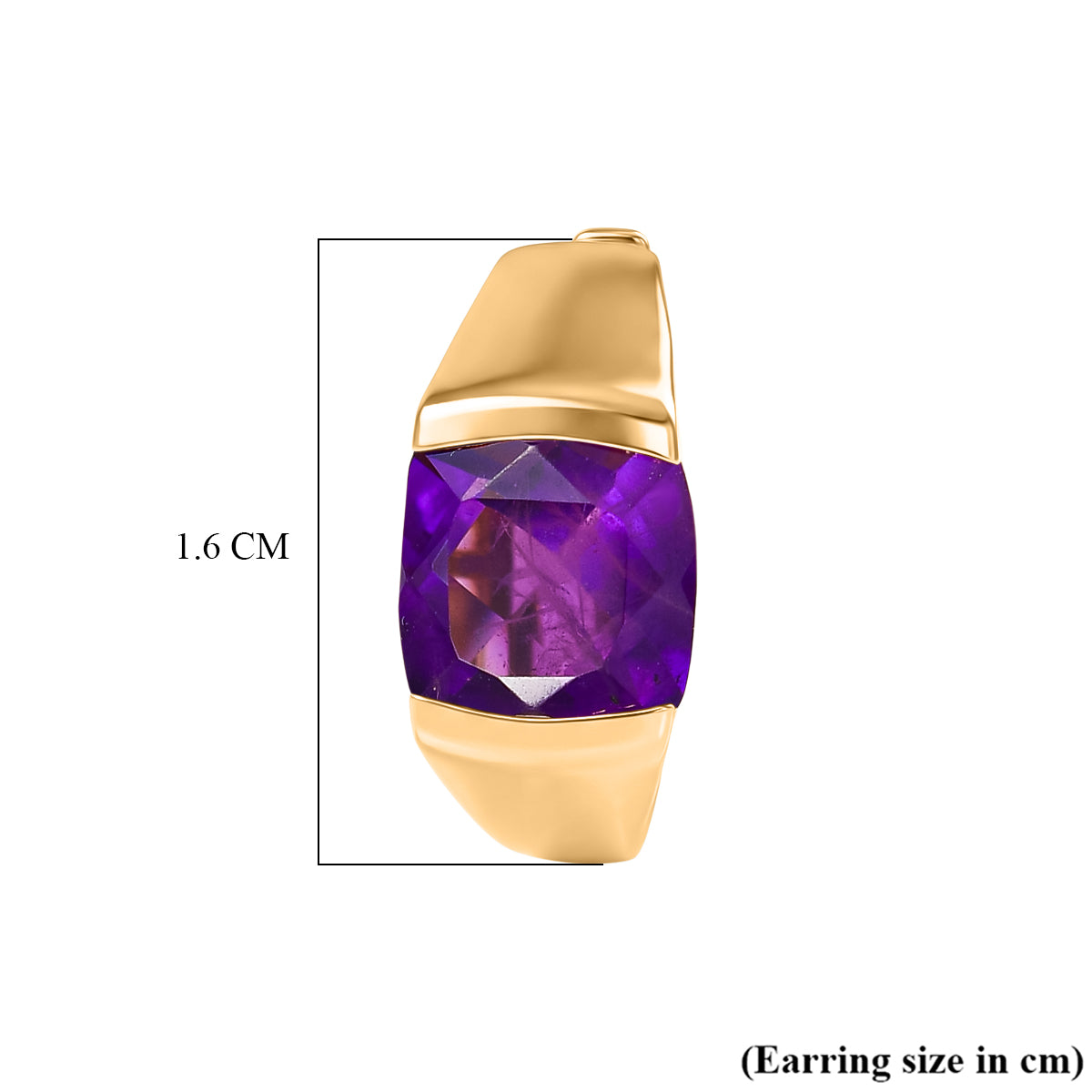 D'Joy - African Amethyst Solitaire Hoop Earring in Yellow Gold Plated Sterling Silver 3.00 Ct. 8482166 4