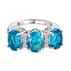 D'Joy Capri Blue Quartz & White Zircon 3 Stone Ring in Platinum Overlay Sterling Silver 4.79 Ct._8482197
